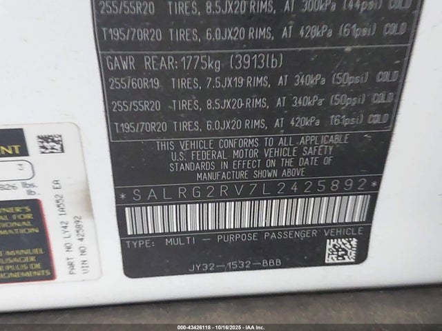 2020 LAND ROVER DISCOVERY SALRG2RV7L2425892 Photo 8