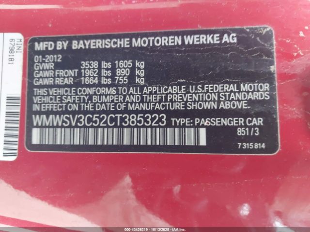 2012 MINI COOPER S WMWSV3C52CT385323 Photo 8