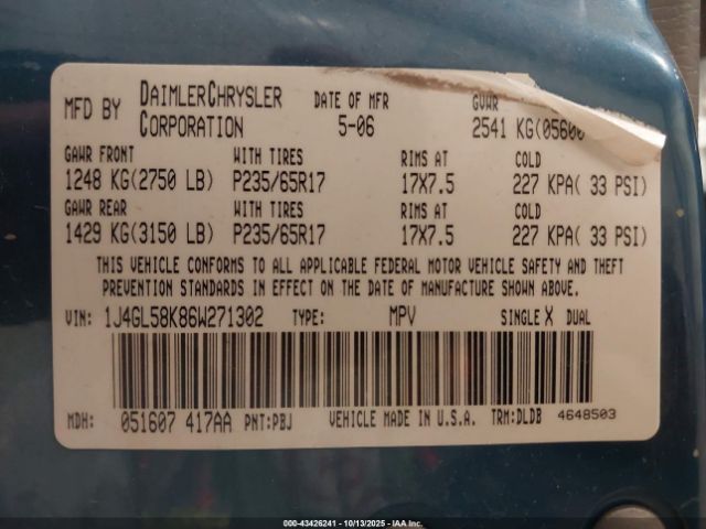 2006 JEEP LIBERTY 1J4GL58K86W271302 Photo 8