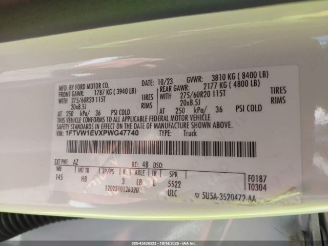 2023 FORD F-150 LIGHTNING 1FTVW1EVXPWG47740 Photo 8