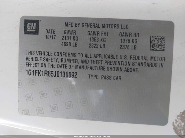 1G1FK1R65J0130092 Chevrolet CAMARO ZL1