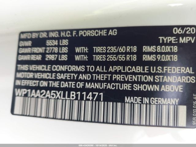 2020 PORSCHE MACAN WP1AA2A5XLLB11471 Photo 8