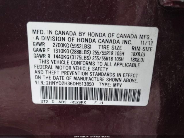 2013 ACURA MDX 2HNYD2H36DH513850 Photo 8