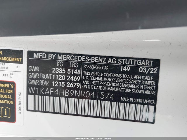 2022 MERCEDES-BENZ C 300 W1KAF4HB9NR041574 Photo 8