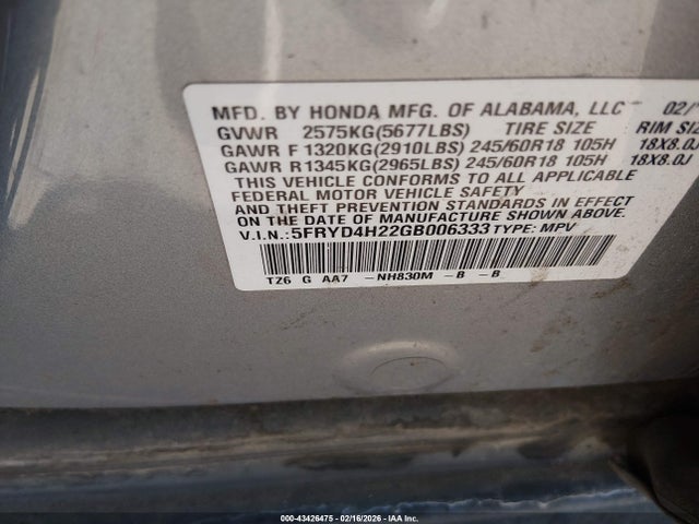Продаж на аукціоні авто 2016 Acura Mdx Acurawatch Plus Package, vin: 5FRYD4H22GB006333, номер лоту: 43426475