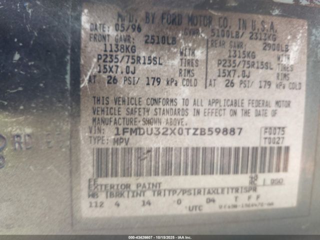 1996 FORD EXPLORER 1FMDU32X0TZB59887 Photo 8