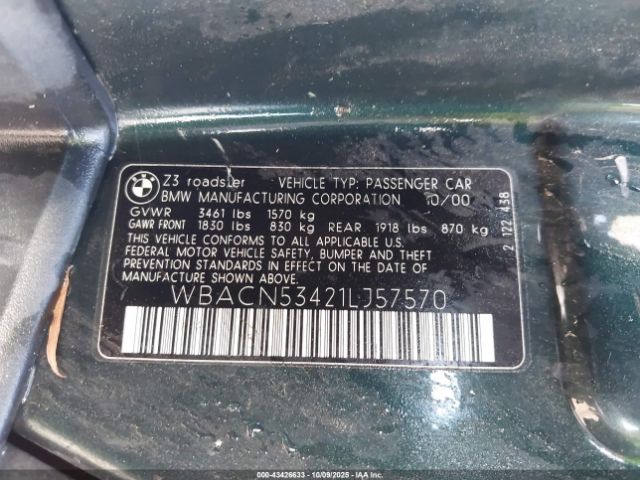 2001 BMW Z3 WBACN53421LJ57570 Photo 8