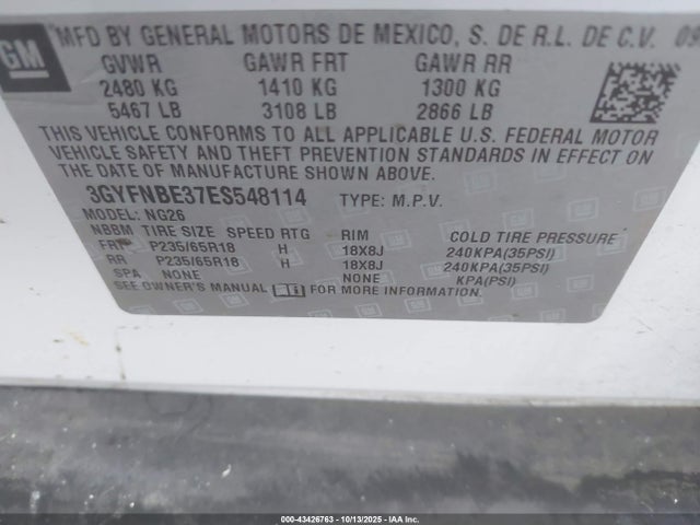 2014 CADILLAC SRX 3GYFNBE37ES548114 Photo 8