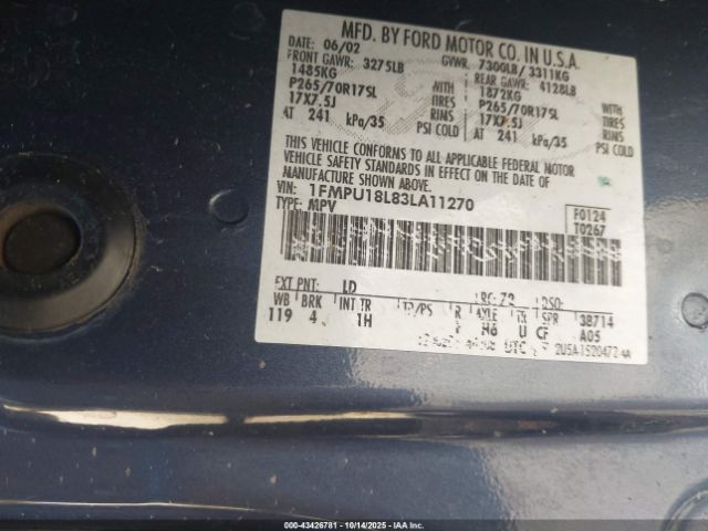 2003 FORD EXPEDITION 1FMPU18L83LA11270 Photo 8