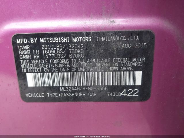 2015 MITSUBISHI MIRAGE ML32A4HJ6FH055558 Photo 8