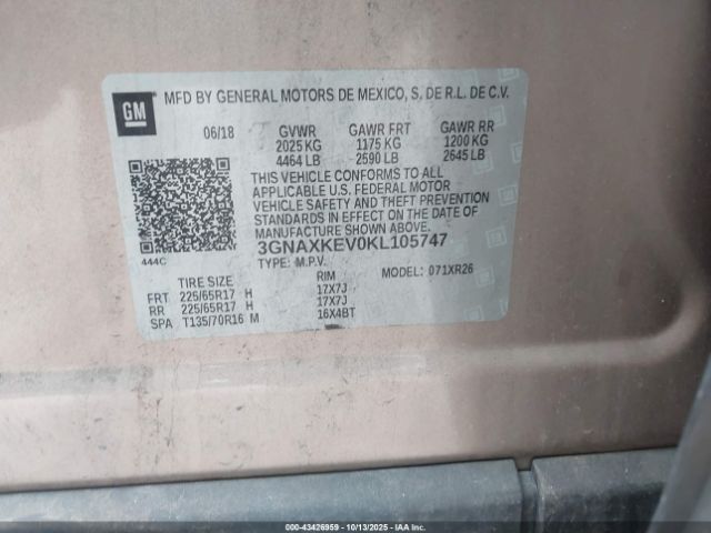 2019 CHEVROLET EQUINOX 3GNAXKEV0KL105747 Photo 8