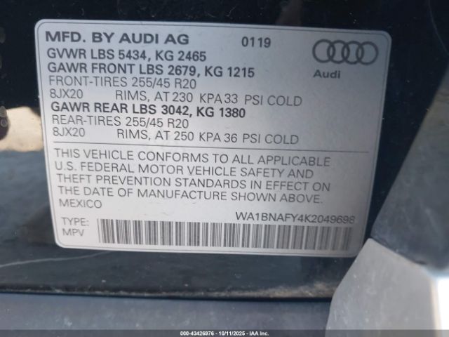 2019 AUDI Q5 WA1BNAFY4K2049698 Photo 8