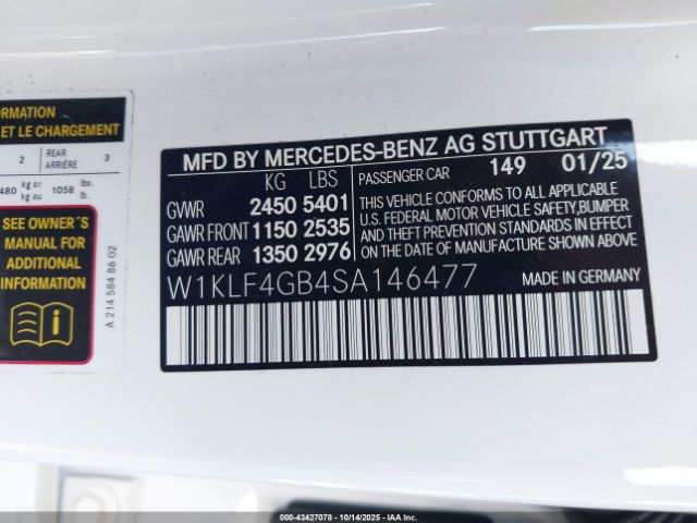 2025 MERCEDES-BENZ E 350 W1KLF4GB4SA146477 Photo 8