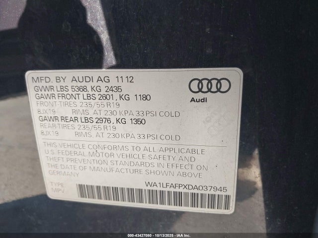2013 AUDI Q5 WA1LFAFPXDA037945 Photo 8