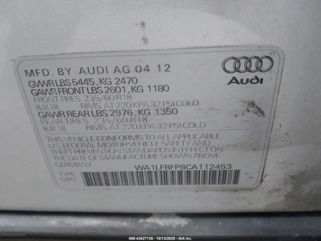 2012 AUDI Q5 WA1LFBFP8CA112453 Photo 8
