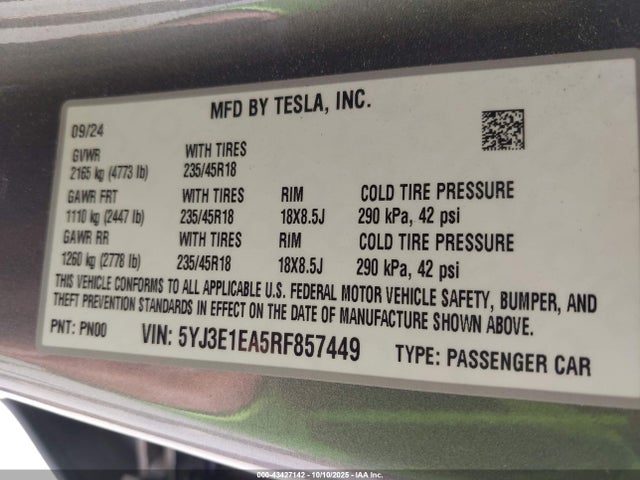 2024 TESLA MODEL 3 5YJ3E1EA5RF857449 Photo 8