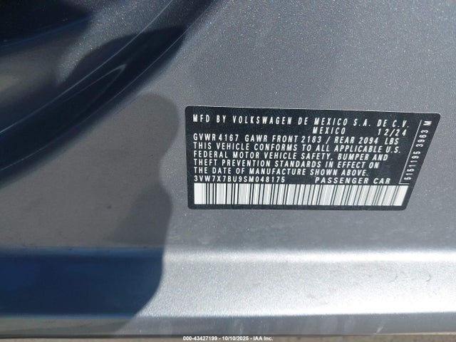Aukcja sprzedaży 2025 Volkswagen Jetta 1.5t Se, vin: 3VW7X7BU9SM048175, numer aukcji: 43427199