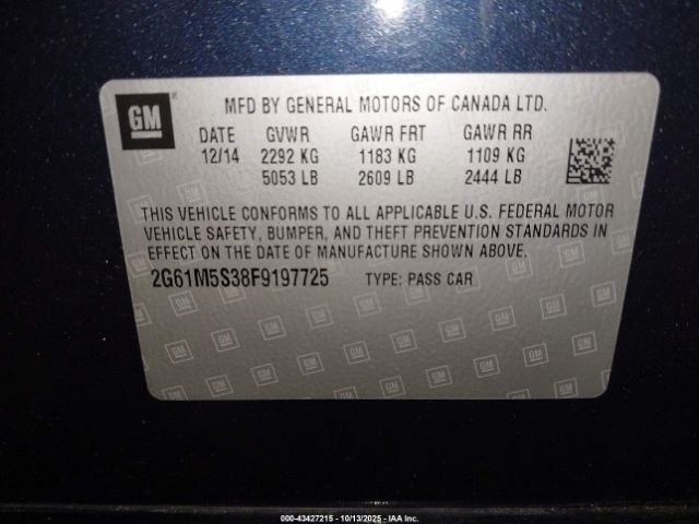 2015 CADILLAC XTS 2G61M5S38F9197725 Photo 8