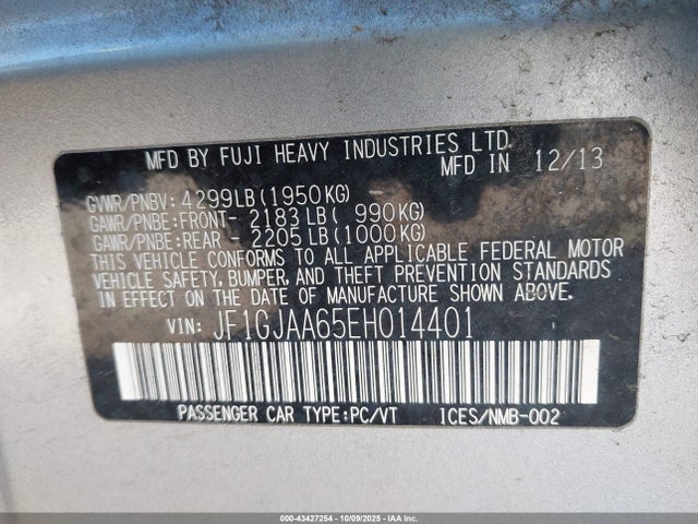 Subaru Impreza 2014 JF1GJAA65EH014401 Image 9