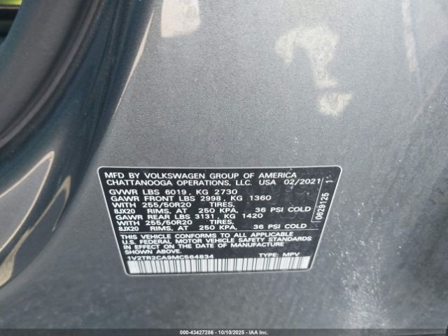 2021 VOLKSWAGEN ATLAS 1V2TR2CA9MC564834 Photo 8