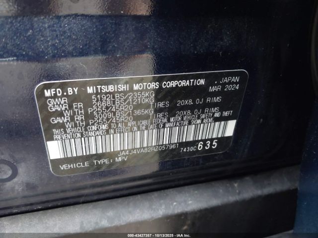 2024 MITSUBISHI OUTLANDER JA4J4VA82RZ057961 Photo 8