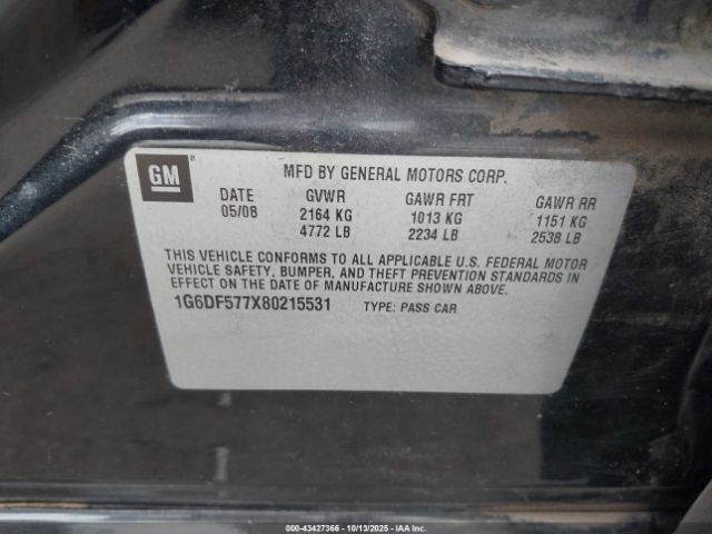 2008 CADILLAC CTS 1G6DF577X80215531 Photo 8