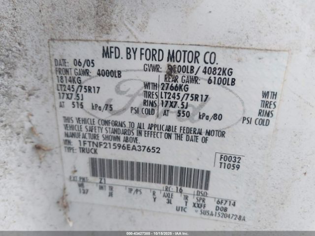 2006 FORD F-250 1FTNF21596EA37652 Photo 8