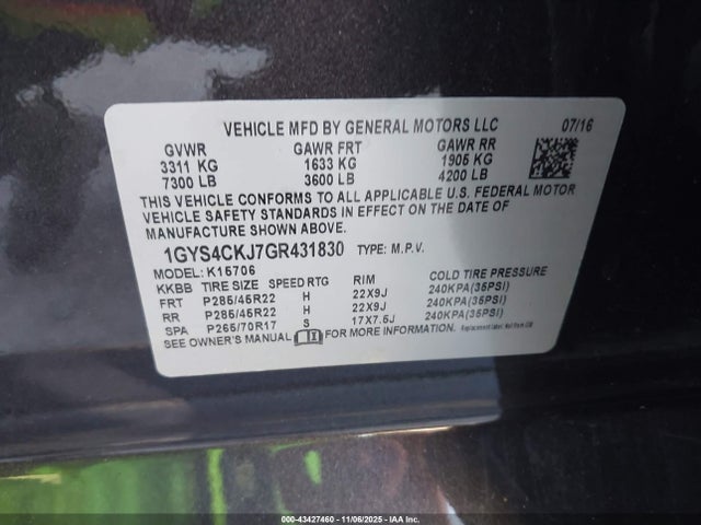 2016 CADILLAC ESCALADE 1GYS4CKJ7GR431830 Photo 8