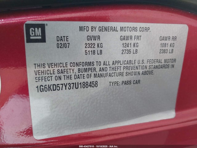 2007 CADILLAC DTS 1G6KD57Y37U188458 Photo 8