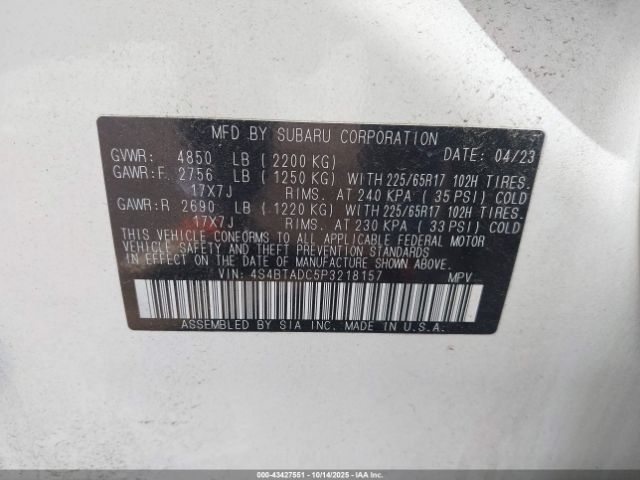 2023 SUBARU OUTBACK 4S4BTADC5P3218157 Photo 8