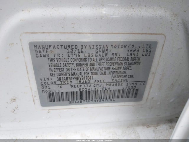 3N1AB7AP9HY247041 Nissan SENTRA S