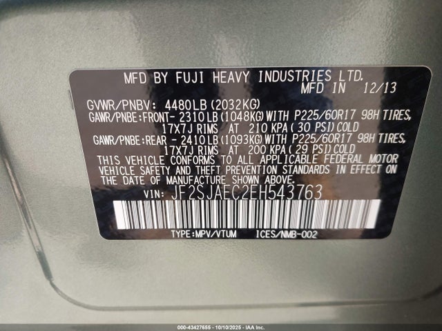 Subaru Forester 2.5i Premium 2014 JF2SJAEC2EH543763 Image 9