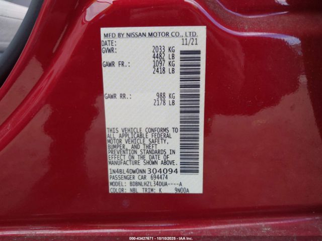 2022 NISSAN ALTIMA 1N4BL4DW0NN304094 Photo 8