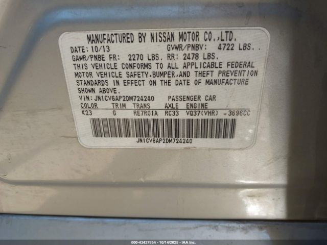 2013 INFINITI G37 JN1CV6AP2DM724240 Photo 8