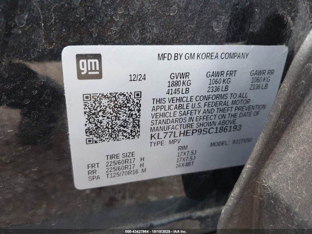KL77LHEP9SC186193 Chevrolet lbp