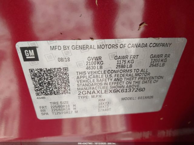 2019 CHEVROLET EQUINOX 2GNAXLEX6K6137260 Photo 8