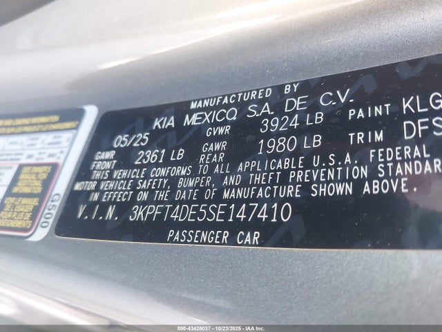 KIA K4 Lxs 2025 3KPFT4DE5SE147410 Image 9