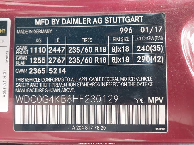2017 MERCEDES-BENZ GLC 300 WDC0G4KB8HF230129 Photo 8