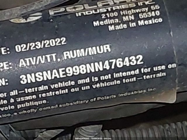 2022 POLARIS RZR 3NSNAE998NN476432 Photo 9