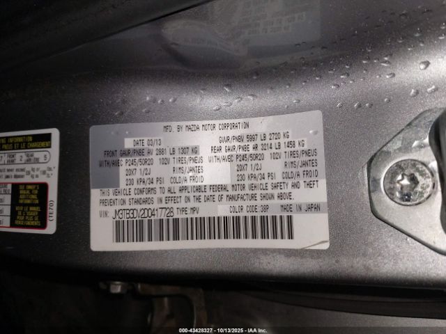2013 MAZDA CX-9 JM3TB3DV2D0417728 Photo 8