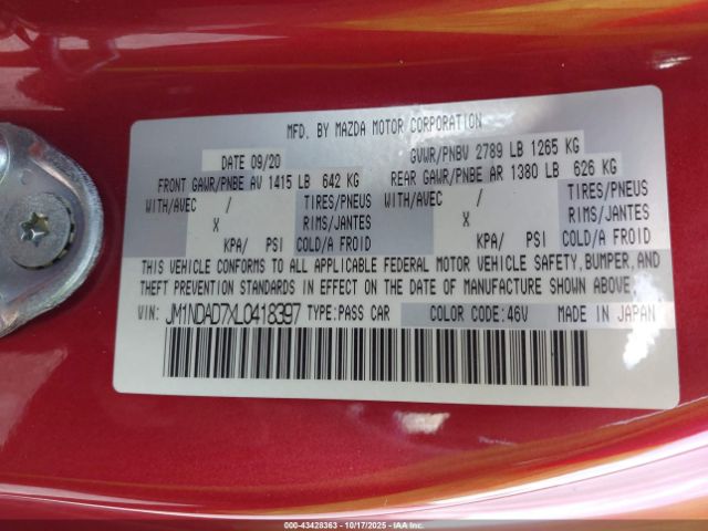 2020 MAZDA MX-5 MIATA JM1NDAD7XL0418397 Photo 8