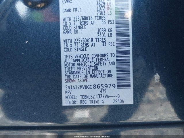 5N1AT2MV8GC865929 Nissan Rogue Sl
