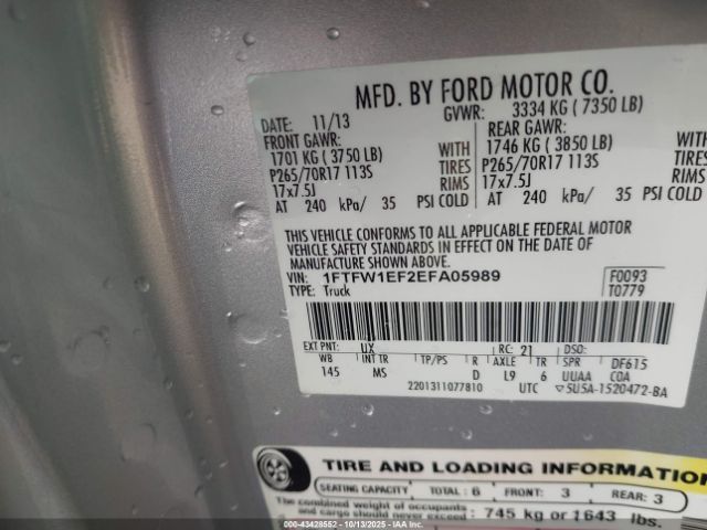 2014 FORD F-150 1FTFW1EF2EFA05989 Photo 8