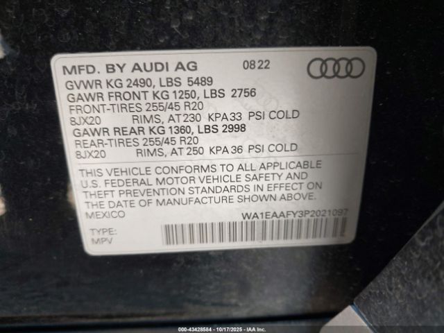 2023 AUDI Q5 WA1EAAFY3P2021097 Photo 8