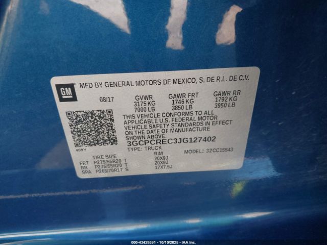 2018 CHEVROLET SILVERADO 1500 3GCPCREC3JG127402 Photo 8