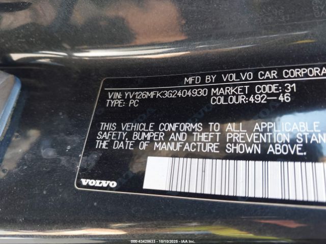 2016 VOLVO S60 YV126MFK3G2404930 Photo 8