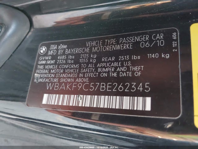 2011 BMW 3 SERIES WBAKF9C57BE262345 Photo 8