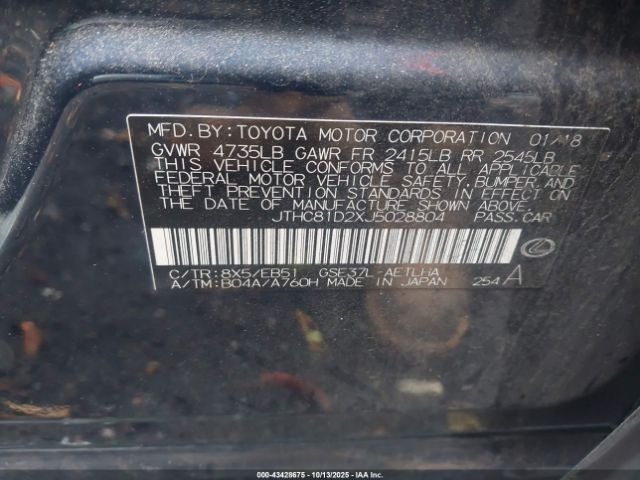 2018 LEXUS IS 300 JTHC81D2XJ5028804 Photo 8