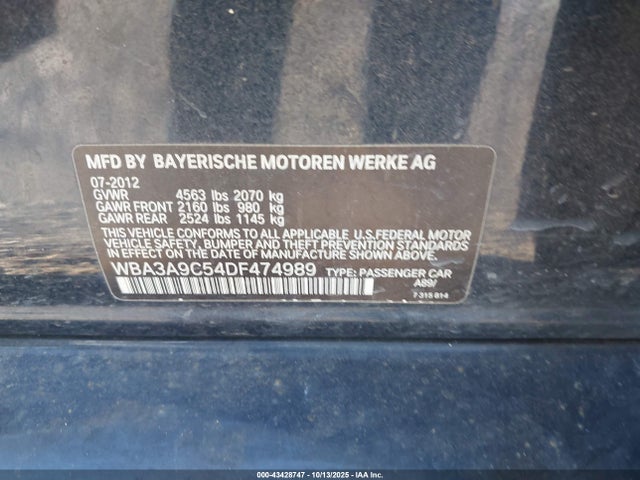 2013 BMW 335I WBA3A9C54DF474989 Photo 8