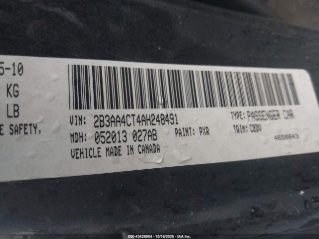 2010 DODGE CHARGER 2B3AA4CT4AH248491 Photo 8